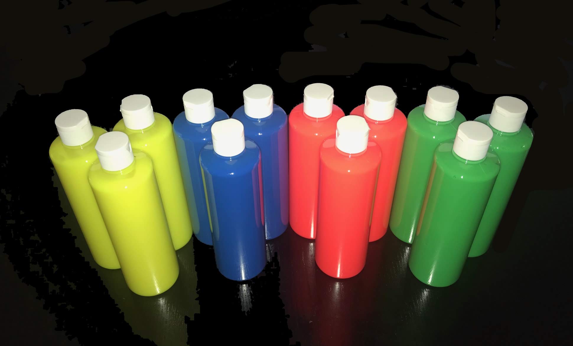16Oz 12 Pack Washable Neon Paint Refill Set - Vibrant Red, Yellow, Green, Blue for Kids Art Projects, DIY Crafts & Classroom Activities