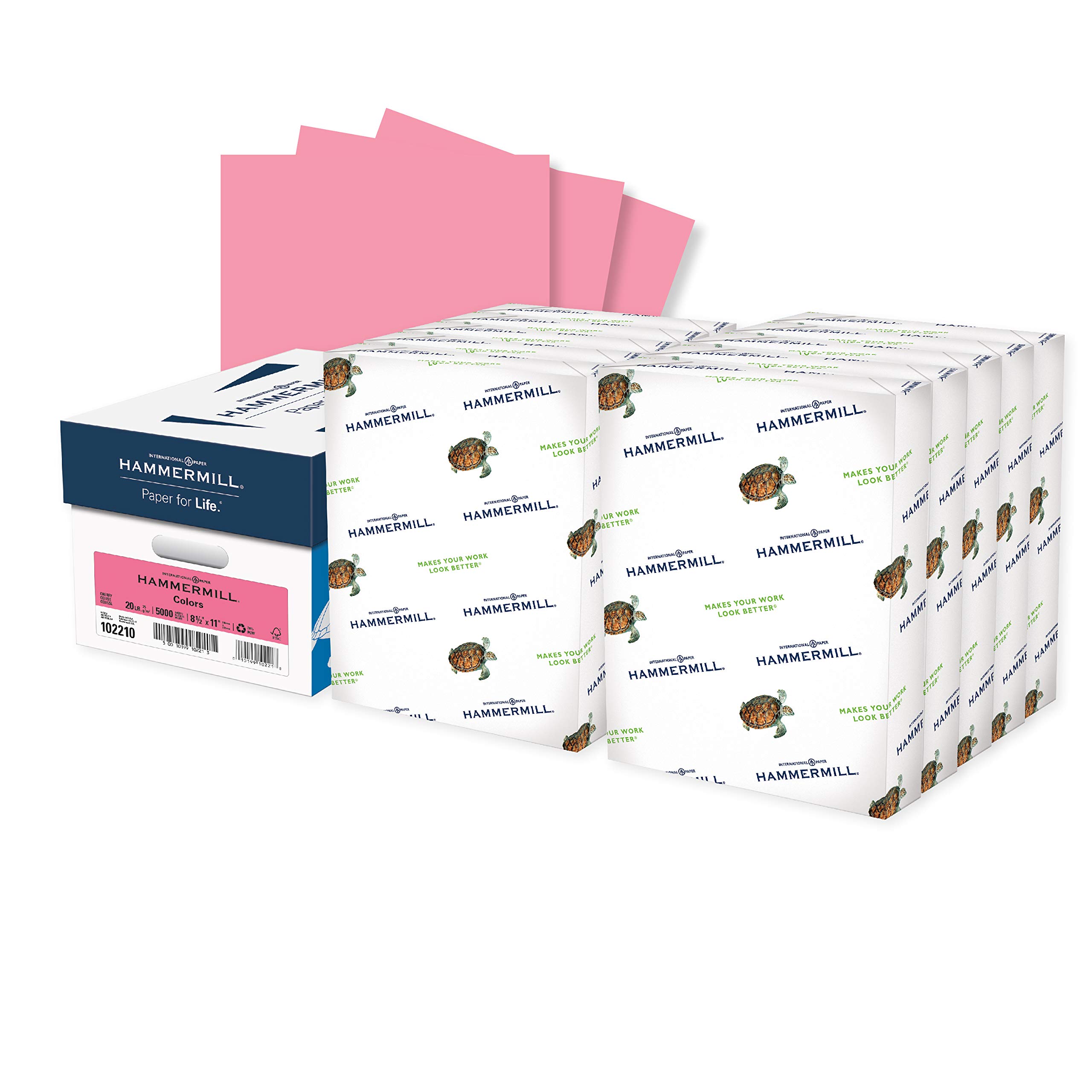 Hammermill 20 lb Cherry Colored Printer Paper, 8.5 x 11 Inches - 10 Reams (5,000 Sheets) | Pastel Paper for Office, School & Craft Projects | Made in USA | 102210C