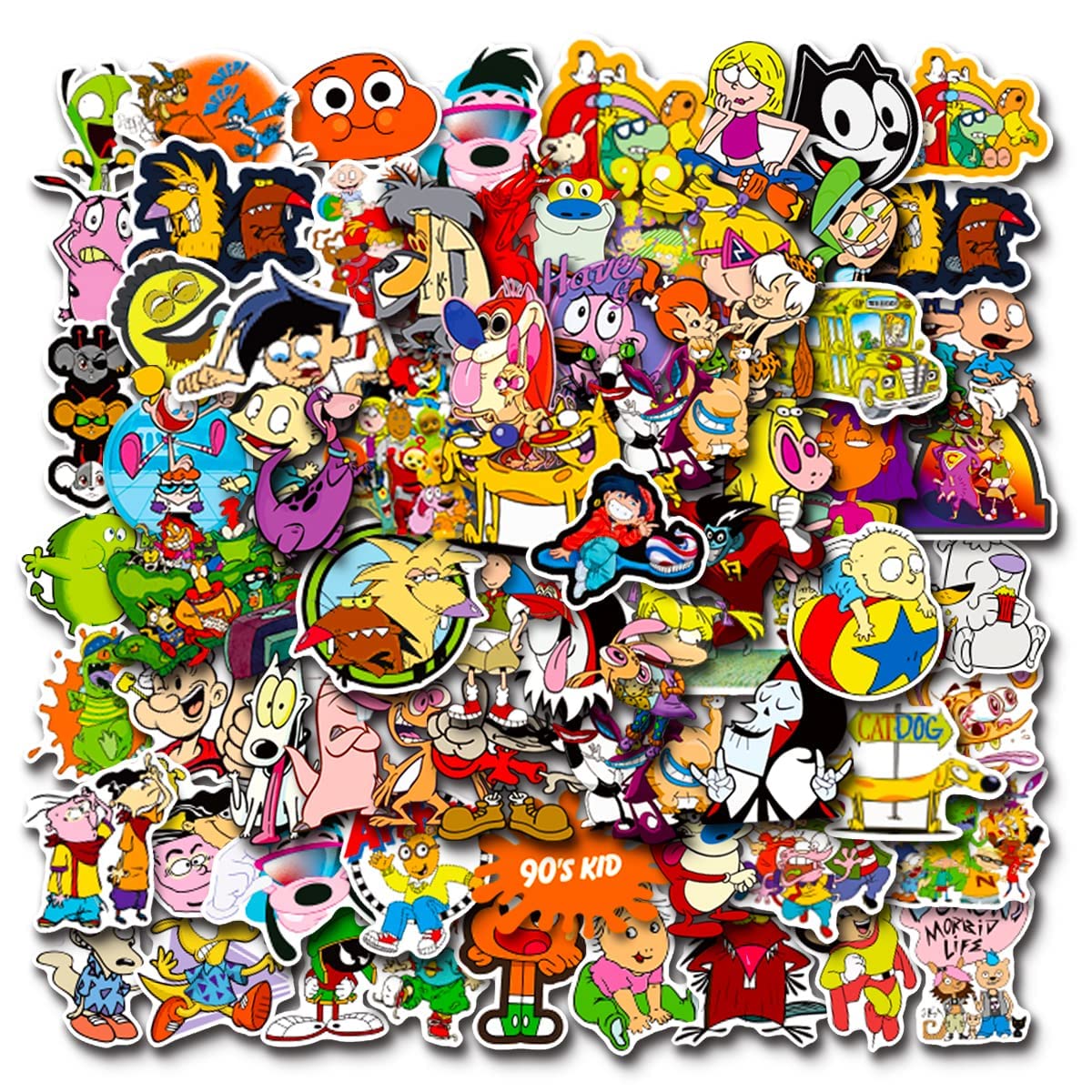 90s Cartoon Stickers 50PCS - Waterproof Vinyl Decals for Laptop, Skateboard, Water Bottle, Phone - Retro Anime Stickers for Kids, Teens & Adults - Perfect for School, Office & DIY Projects