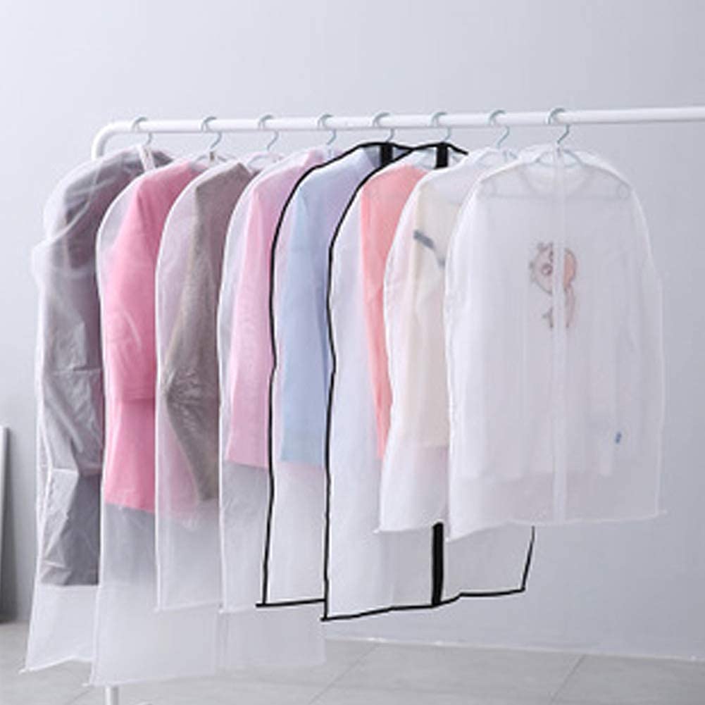 10-Pack Translucent Garment Bags for Suits & Coats - 60x80cm Hanging Clothes Storage Covers - Dustproof Wardrobe Organizers for Travel, Moving & Closet Protection
