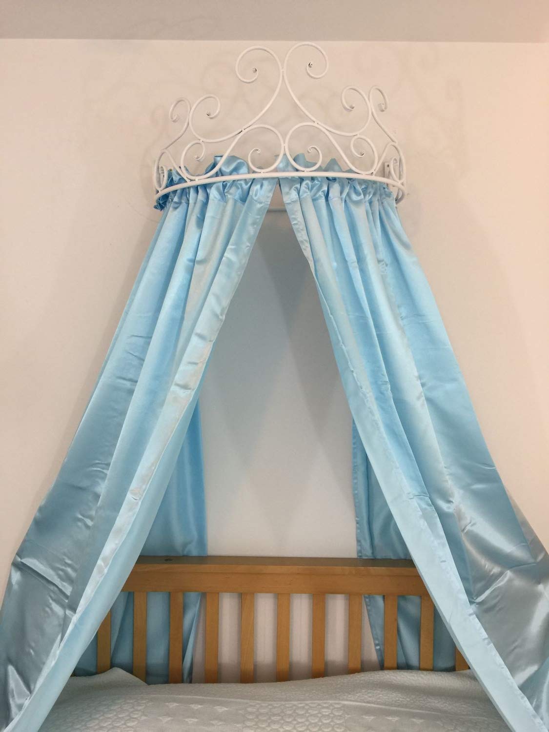 OctoRose Antique Metal Wall Tester Bed Crown Canopy - White (24.75