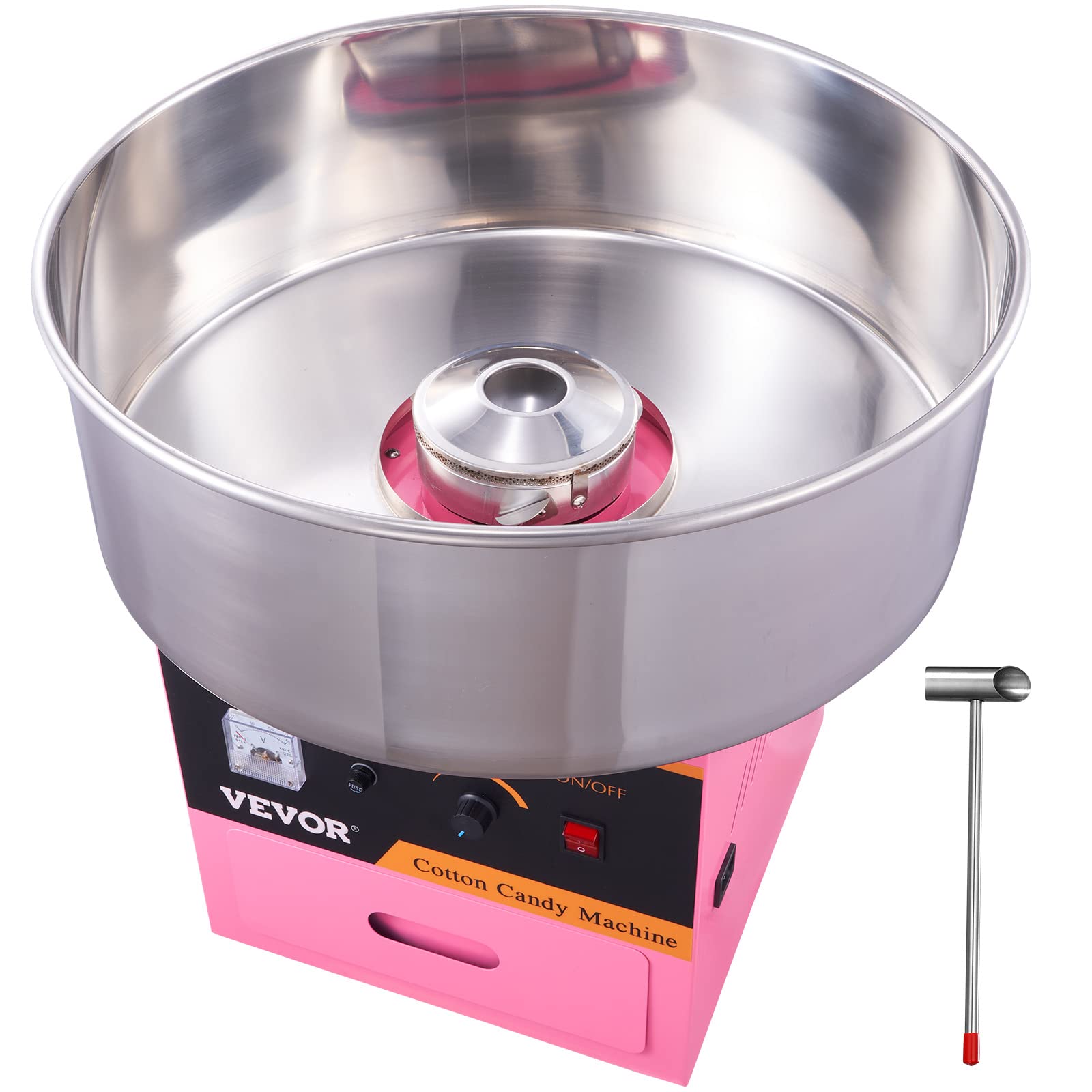 VEVOR 1000W Commercial Electric Cotton Candy Machine with Stainless Steel Bowl, Sugar Scoop & Drawer - Pink | Perfect for Home Use, Carnivals, Kids Birthday Parties, Family Gatherings & Events | Sweet Treat Maker for Festivals, Fairs, and DIY Dessert Fun