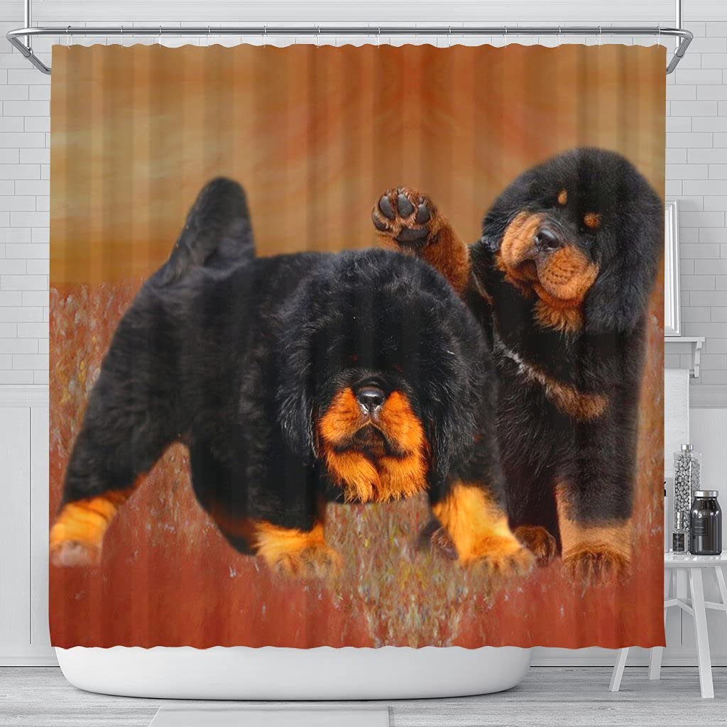 Tibetan Mastiff Print Shower Curtain - Waterproof Bathroom Decor with Unique Dog Design for Modern Home & Spa Use