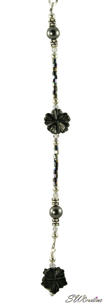 Black Aventurine Carved Floral Fan Pull - Elegant Crystal Ceiling Fan Chain Replacement - Perfect for Home Decor, Bedroom & Living Room Lighting Upgrade