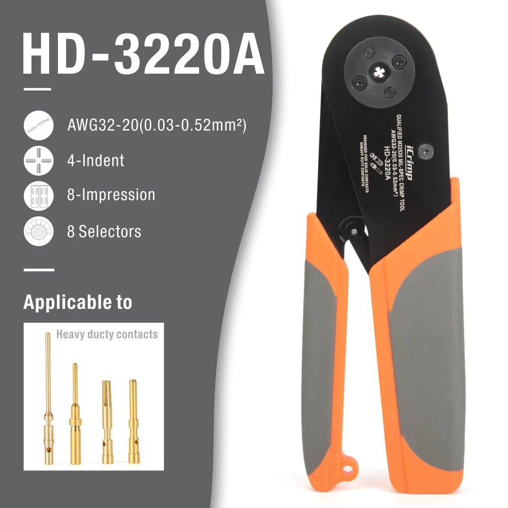 Adjustable Indent Crimper Tool for Miniature & Sub-Miniature Connectors - AWG 32-20 Wire Crimping Pliers | Perfect for Electronics, DIY Projects & Electrical Repairs
