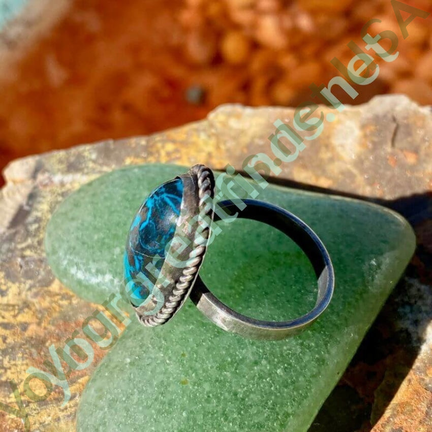 Stunning Chrysocolla Sterling Silver Ring Size 7 - Natural Black Blue Green Gemstone Jewelry for Women, Perfect for Gifts, Weddings & Boho Fashion