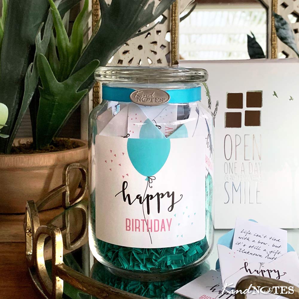 Glass Keepsake Gift Jar with Birthday Messages - Elegant Birthday Balloon Design for Women, Men, Kids | Perfect for Birthday Parties, Anniversary Gifts & Special Occasions