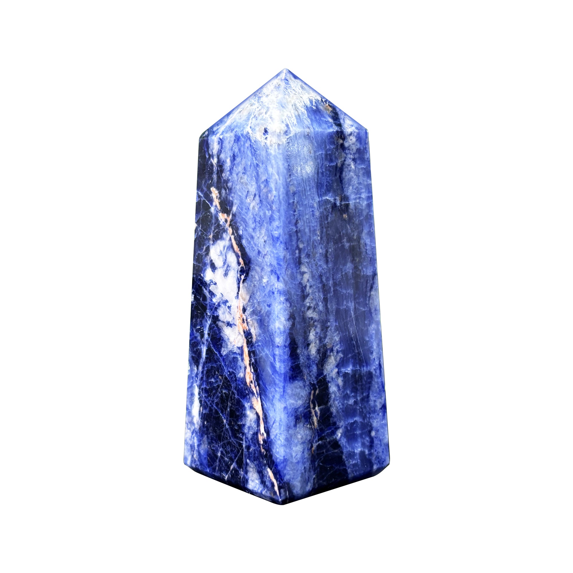 Natural Sodalite Crystal Obelisk Tower Point - Healing Stone for Positive Energy, Chakra Balancing & Spiritual Home Décor - Perfect for Meditation, Yoga Spaces & Office Feng Shui