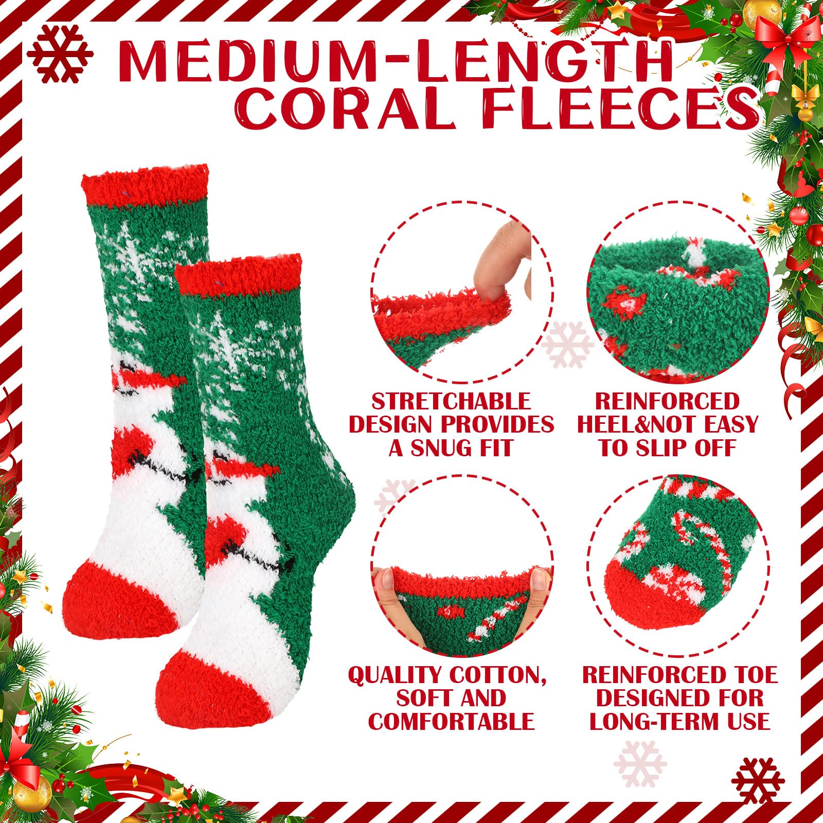 Jeyiour 36 Pcs Women's Christmas Socks - Fuzzy Soft Holiday Crew Socks for Xmas, Birthday Gifts | Cozy Winter Wear, Party Outfits, Stocking Stuffers