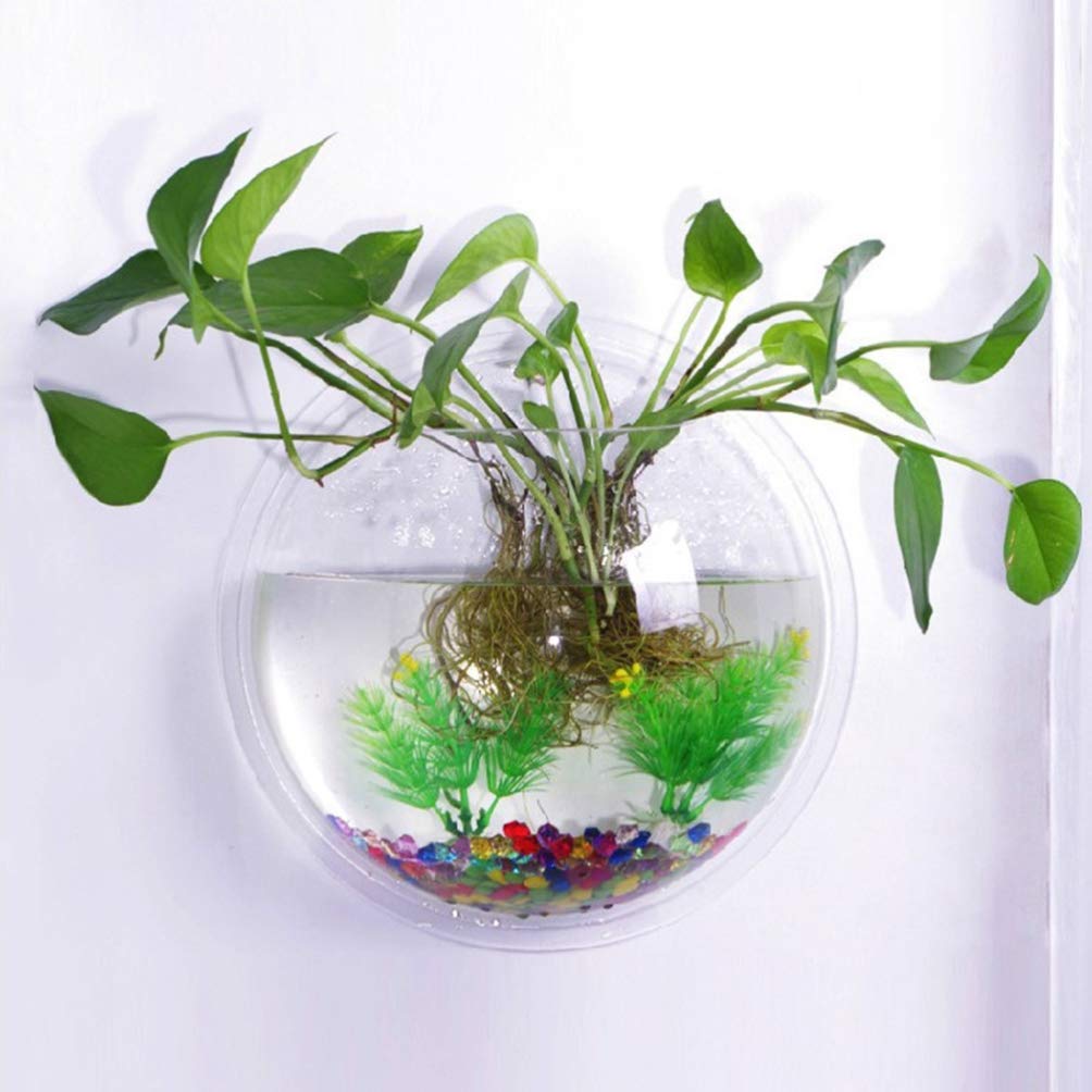 ULTECHNOVO Clear Acrylic Wall-Mounted Fish Bowl - Hanging Betta Fish Tank & Plant Pot for Home/Office Decoration | Space-Saving Wall Aquarium for Small Fish & Succulents