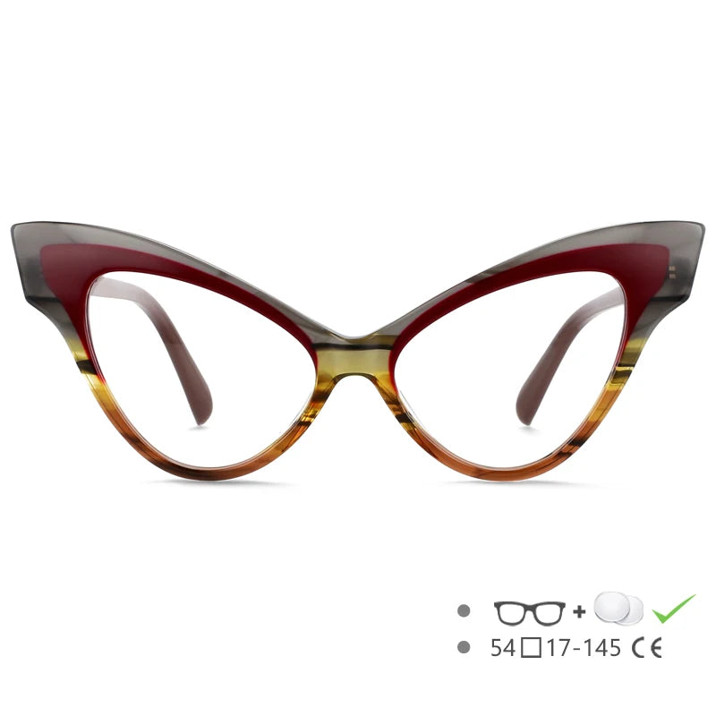 CCspace Unisex Full Rim Oversized Cat Eye Acetate Eyeglasses 55270 - Retro Fashion Glasses for Women & Men - Perfect for Office, Reading, and Stylish Everyday Wear
