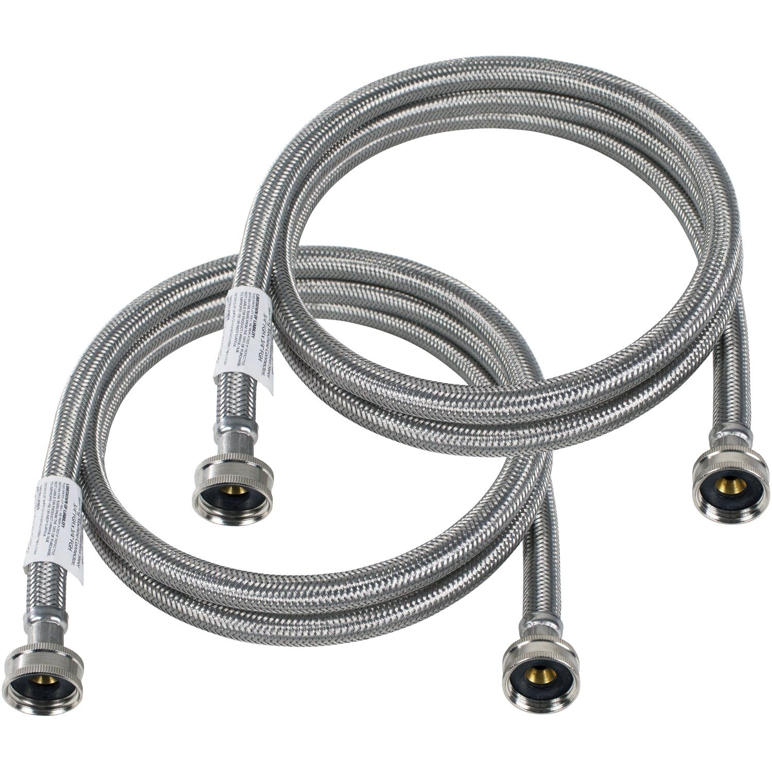 Certified Washing Machine Hoses (2 Pack) - 6ft Hot & Cold Water Supply Lines with PVC Core & Stainless Steel Braiding - Perfect for Laundry Room, RV, Mobile Home & Emergency Replacement