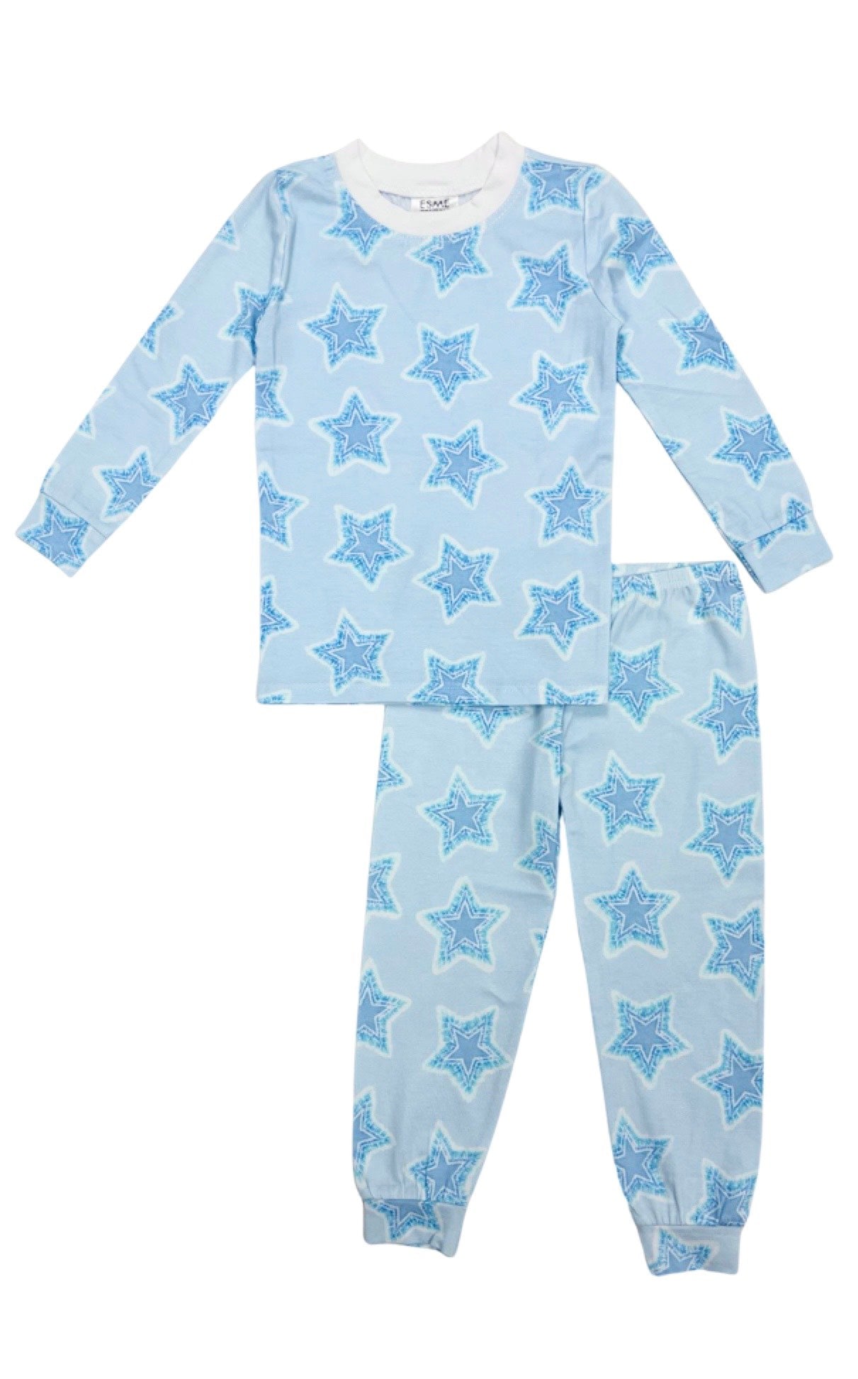 Boys Blue Star Tie Dye Full Length Outfit Set - Trendy Matching Pajamas & Loungewear for Kids