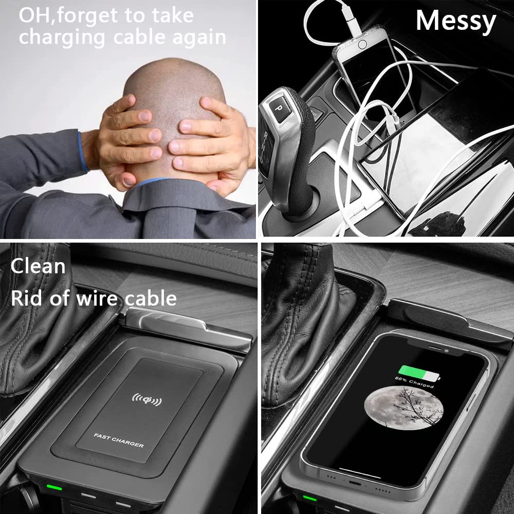 Volvo XC90 XC60 S90 V90 S60 V60 Car Wireless Charger Mount (2017-2023 Models) - QC 3.0 Fast Charging Phone Holder Compatible with iPhone 15/14/13, Samsung Galaxy S23/S22 - Perfect for Road Trips & Daily Commuting