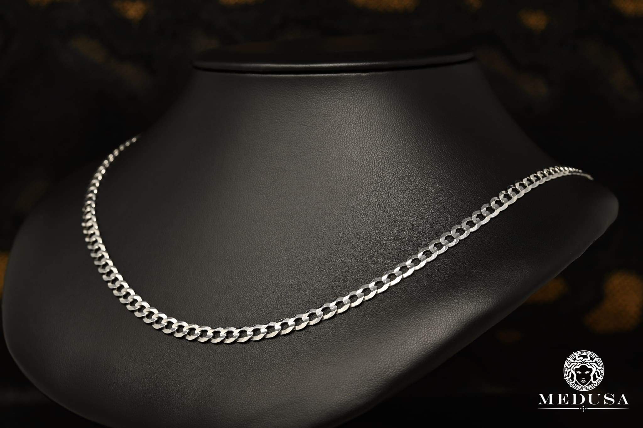 6mm Flat Curb Chain Necklace in White Gold - Perfect for Everyday Wear, Layering & Special Occasions