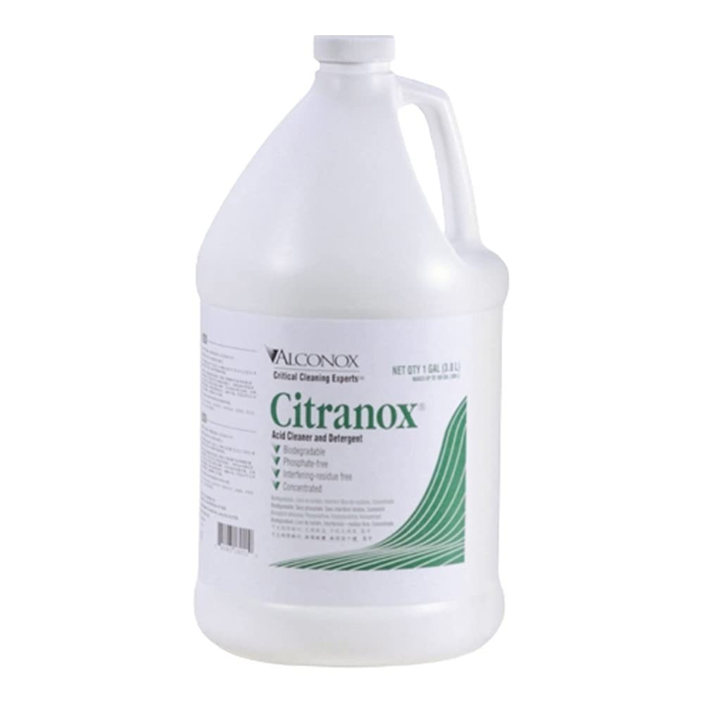 Alconox 1801 Citranox Liquid Acid Cleaner & Detergent - 1 Gallon Bottle (4-Pack) | Industrial Equipment Cleaning, Laboratory Glassware, Food Processing | Heavy-Duty Rust & Mineral Deposit Remover