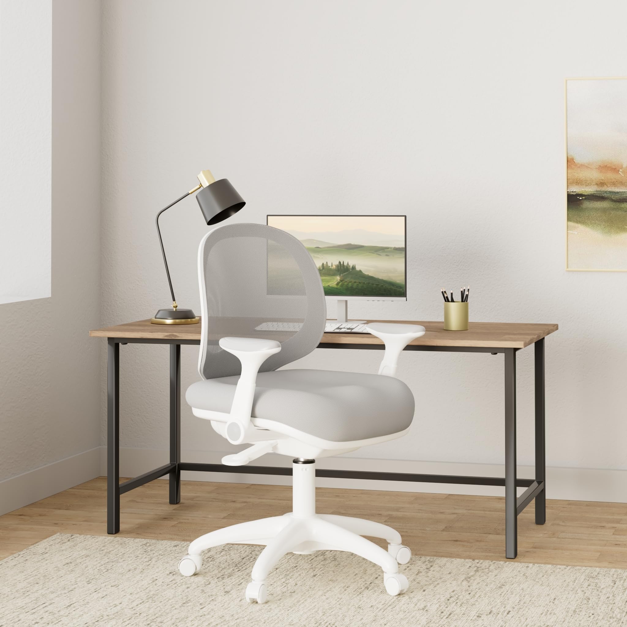 Ergonomic Adjustable Kids Desk Chair for Boys & Girls - Study & Computer Chair with Height & Seat Depth Adjustment - Grey with Armrests - Perfect for Home Office & Online Learning