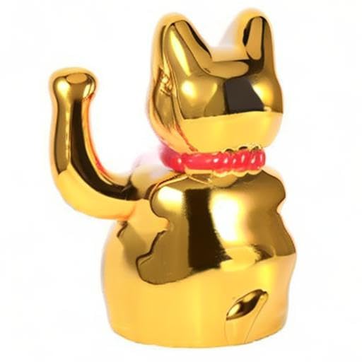 5 Inch Lucky Golden Cat - Chinese Waving Cat for Wealth & Prosperity - Feng Shui Good Luck Decoration for Home, Office & Business