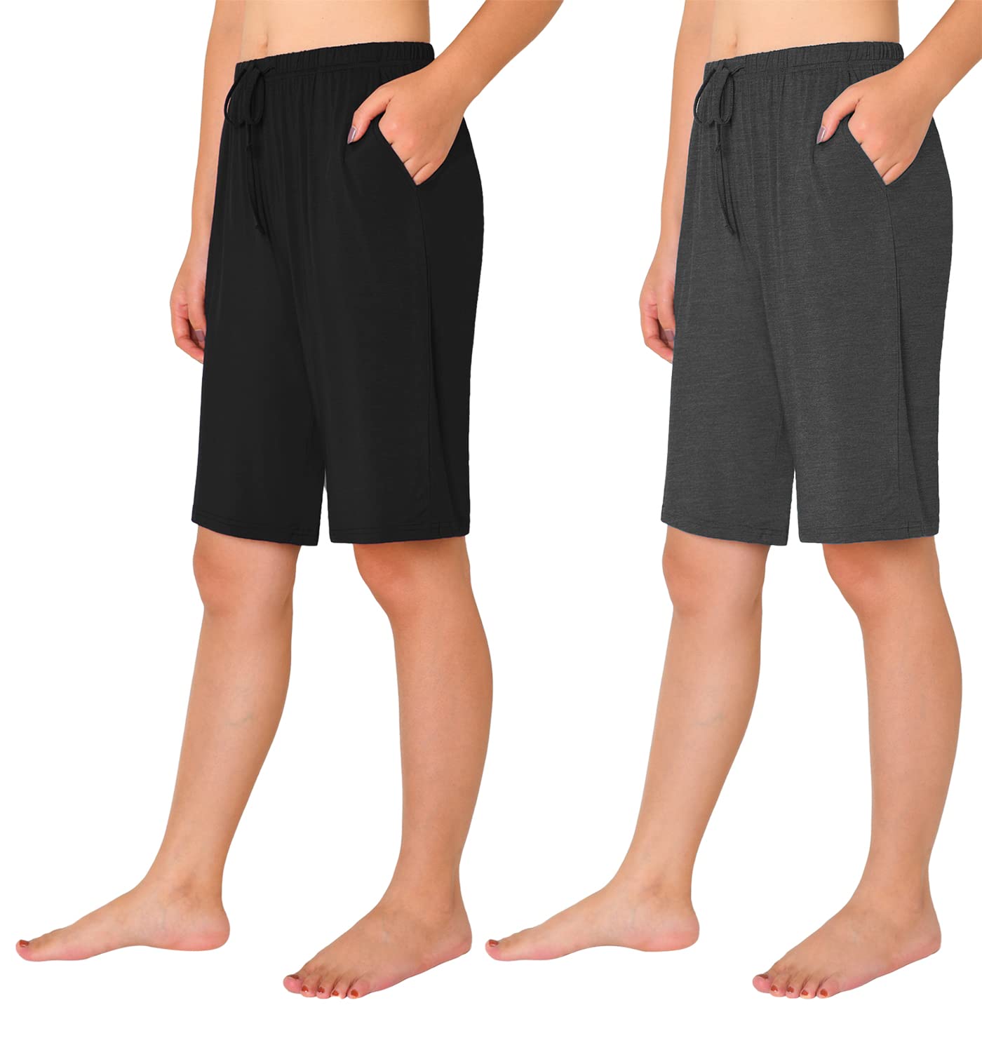 Women's Bamboo Viscose Pajama Shorts - Soft & Breathable Knee-Length Sleep Shorts for Summer Nights & Lounge Wear