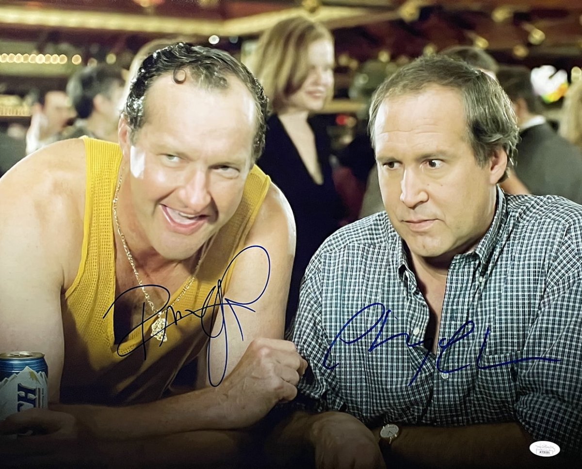 Authentic Chevy Chase & Randy Quaid Signed 16x20 National Lampoon's Vegas Vacation Photo with JSA COA - Rare Movie Memorabilia for Collectors, Home Theater Decor, and Film Fan Gifts