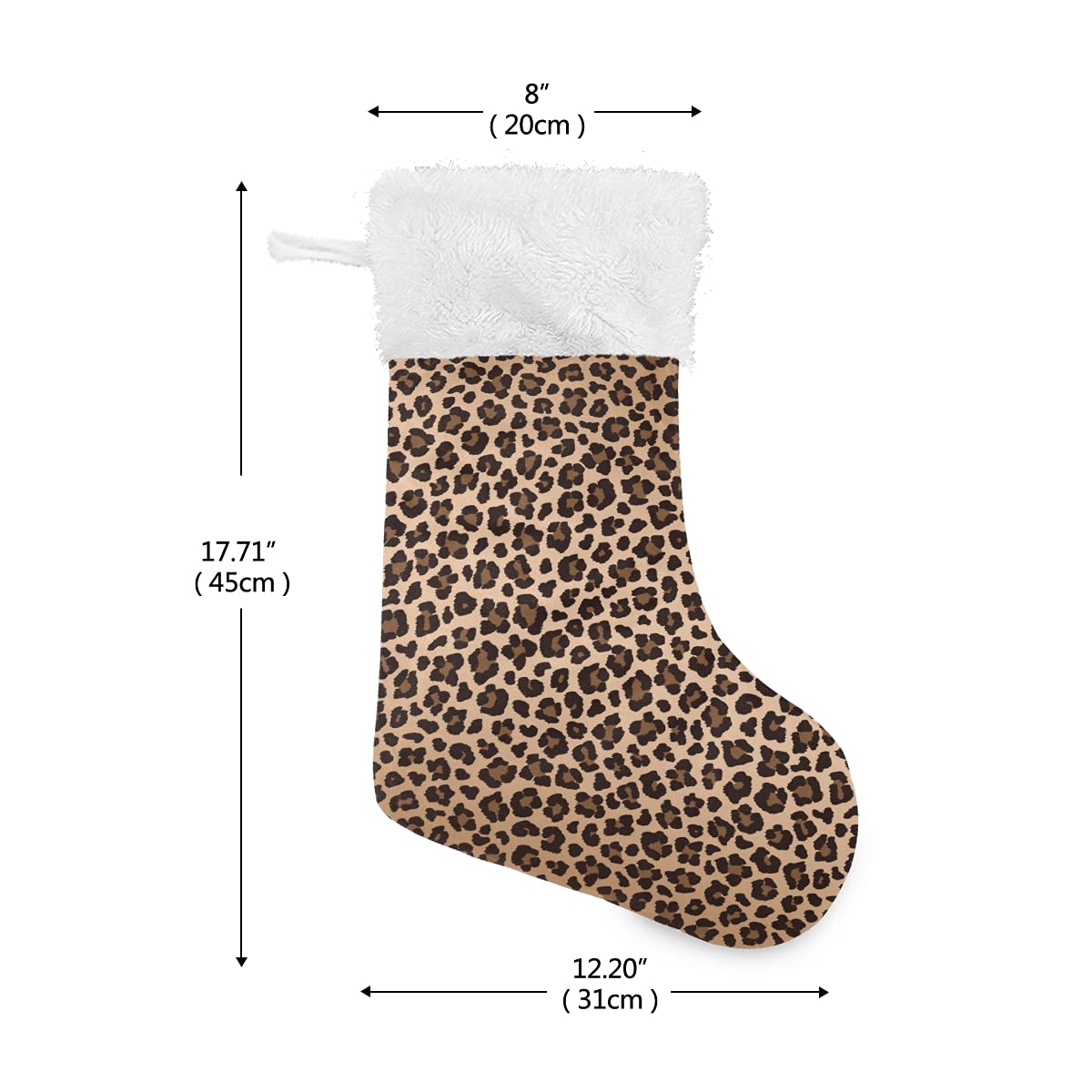 ALAZA 18-inch Christmas Stockings - Large Leopard Print Cheetah Pattern Burlap with Plush Faux Fur Cuff - Holiday Decor for Family Xmas Party | Perfect for Fireplace Mantel, Gift Exchange & Festive Home Decoration