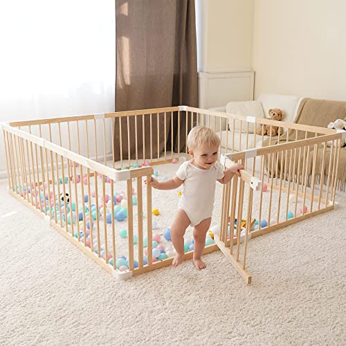 Safe & Sturdy GGF Wooden Baby Gate Playpen for Toddlers - 63