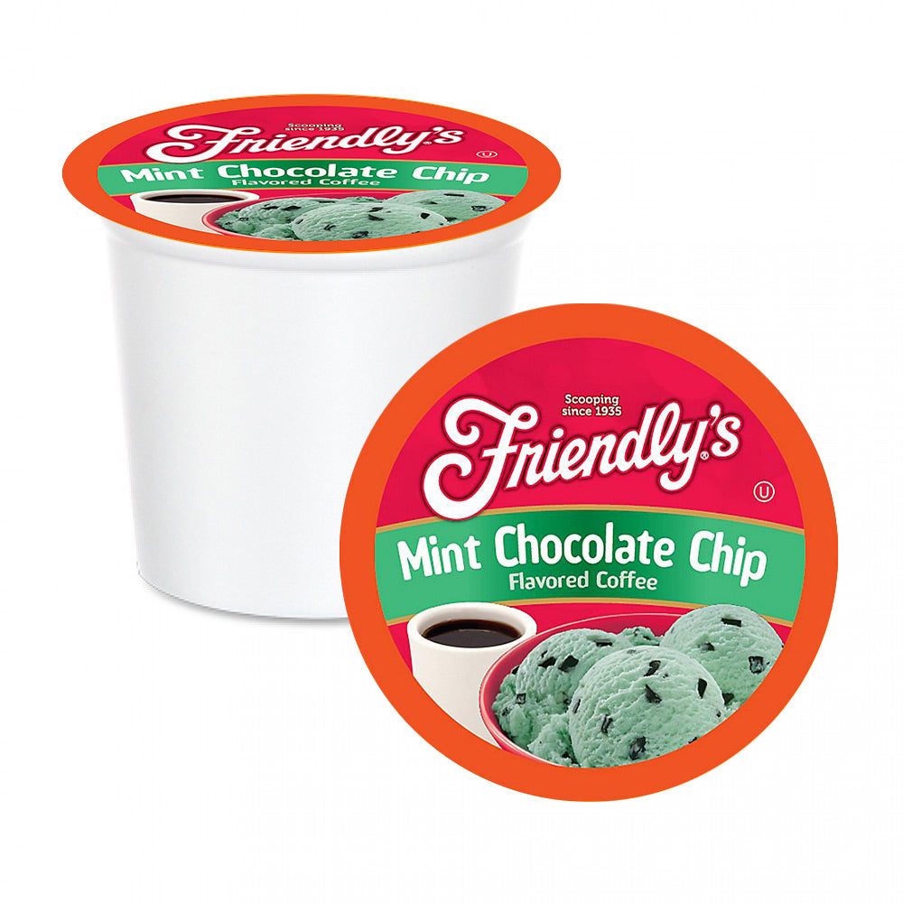 Friendly's Mint Chocolate Chip Single Serve Coffee Pods - 12 Pack for Keurig Brewers | Refreshing Mint Chocolate Flavor for Morning Boost & Dessert Pairing