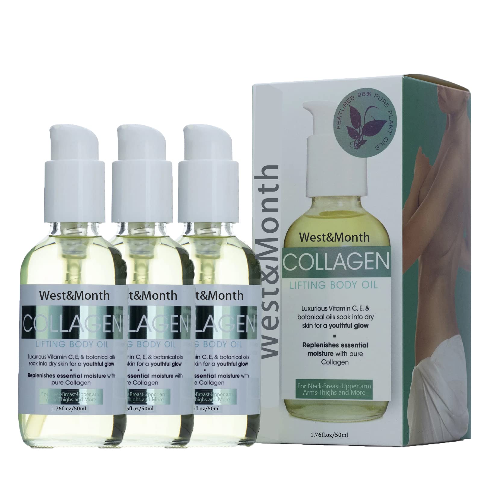 **Collagen Lifting Body Oil for Neck, Shoulders, Arms & Legs – Anti-Aging Firming Serum with Instant Tightening Effect (3-Pack) – Perfect for Post-Workout Recovery & Nighttime Skincare Routine**