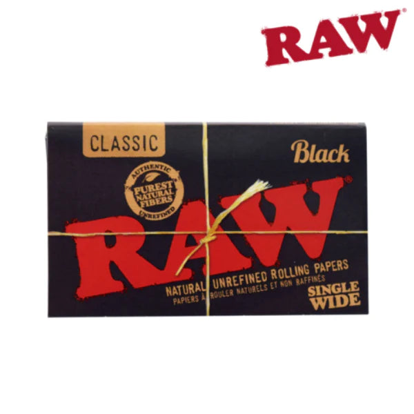 RAW Rolling Papers Black Single Wide Double Window - Premium Rolling Papers for Smooth Smoking Experience - Perfect for Rolling Cigarettes, Joints, and Herbs at Home or On-the-Go