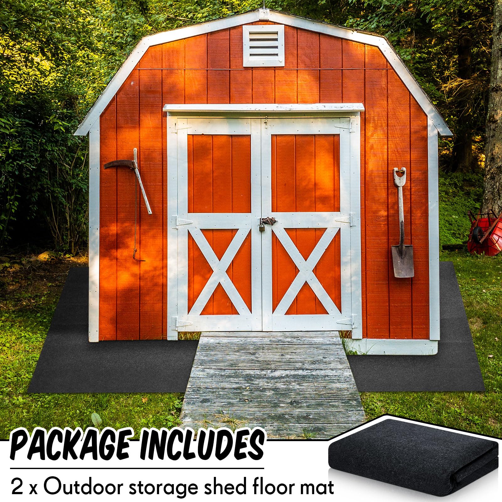 Haull 2-Pack 6x4 ft Waterproof Outdoor Storage Shed Floor Mat - Non-Slip Carport & Patio Furniture Protector for Garages, Decks & Backyards