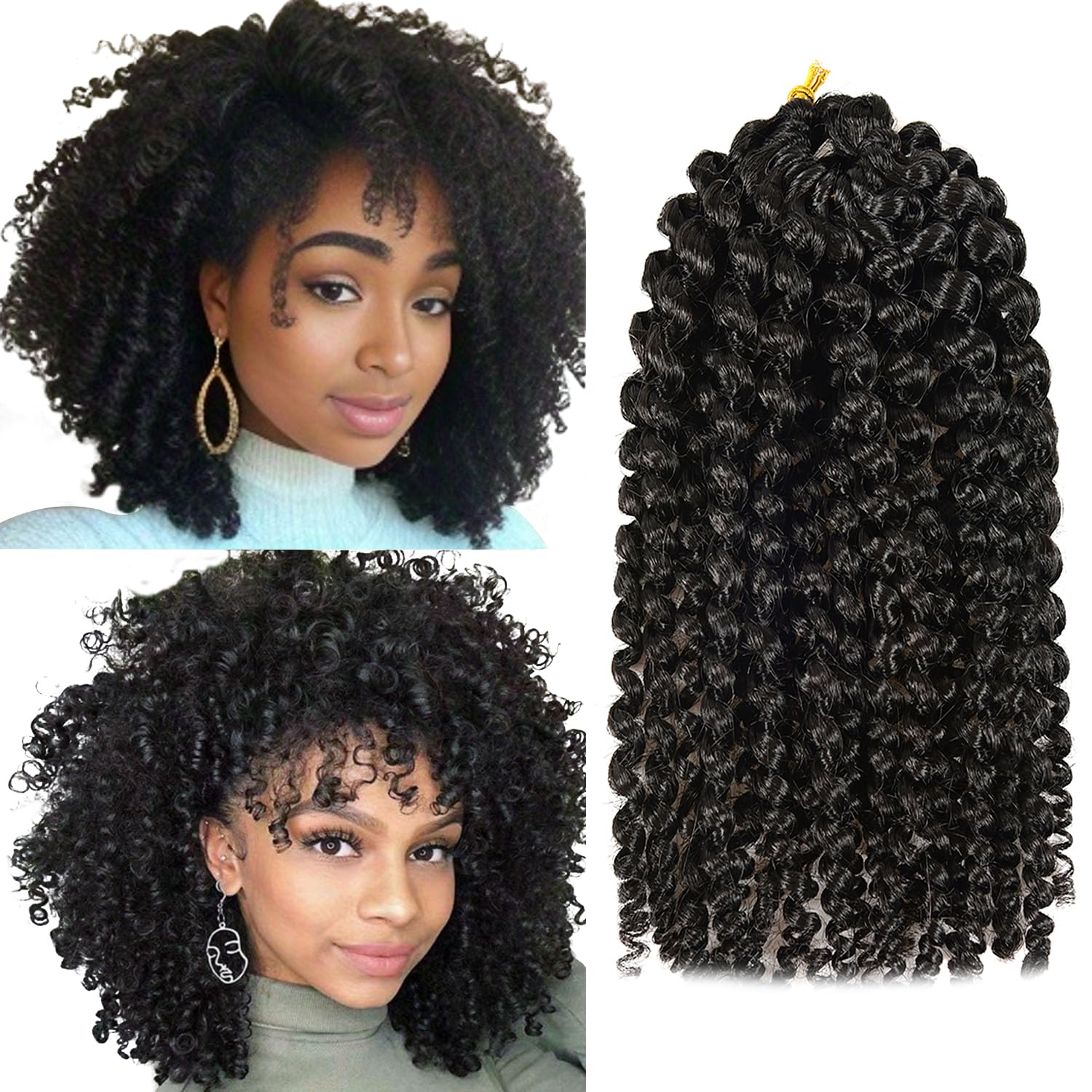 8 Inch Marlybob Crochet Braiding Hair - Afro Kinky-Curly Passion Twist Hair for Black Women (9 Bundles, Black) | Perfect for Protective Styles, Twist Outs & Natural Hair Looks