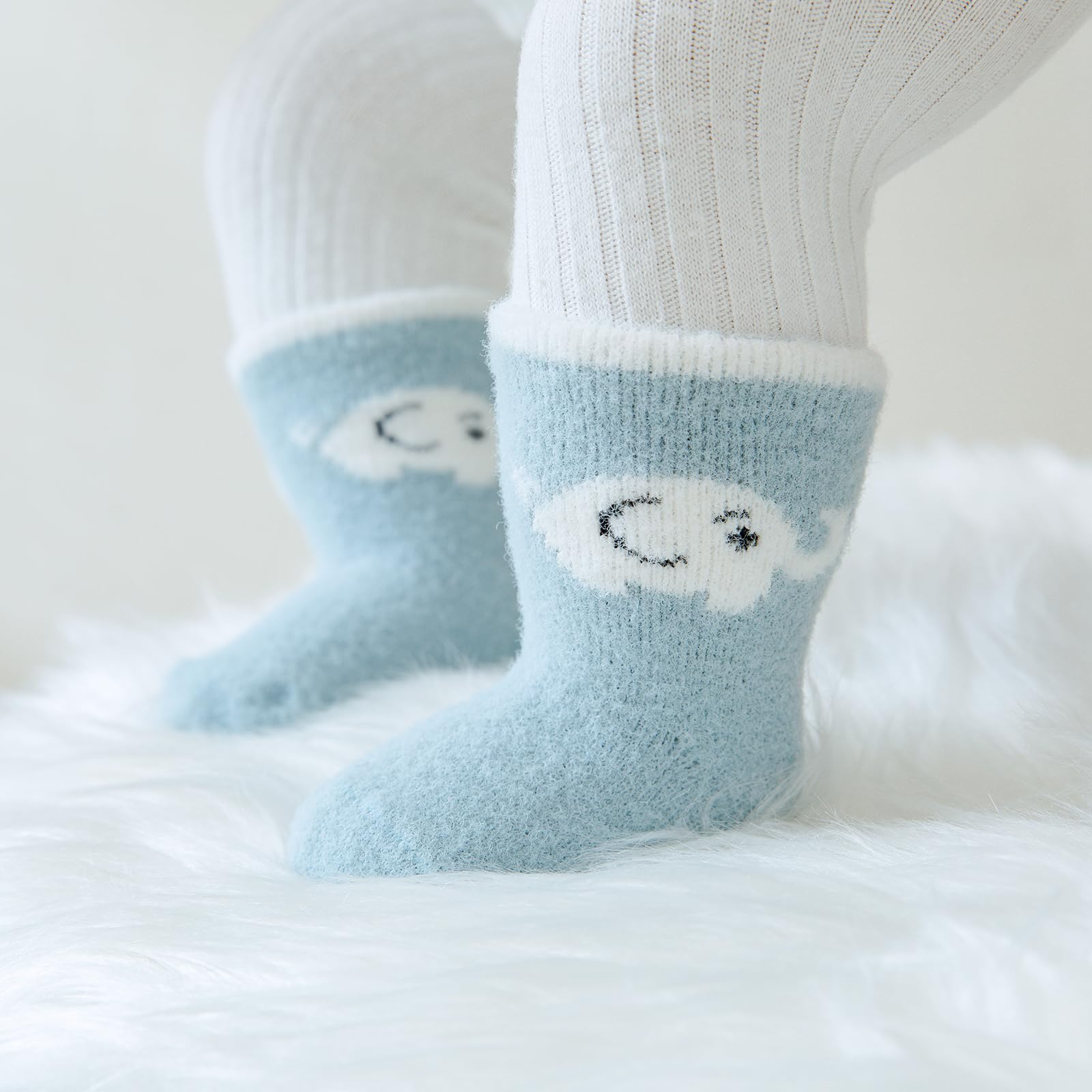 5 Pairs Warm Fuzzy Winter Socks for Toddlers 1-5 Years - Soft Coral Fleece Crew Socks for Baby Girls & Boys | Cozy Indoor & Outdoor Wear for Playtime, Preschool & Cold Weather