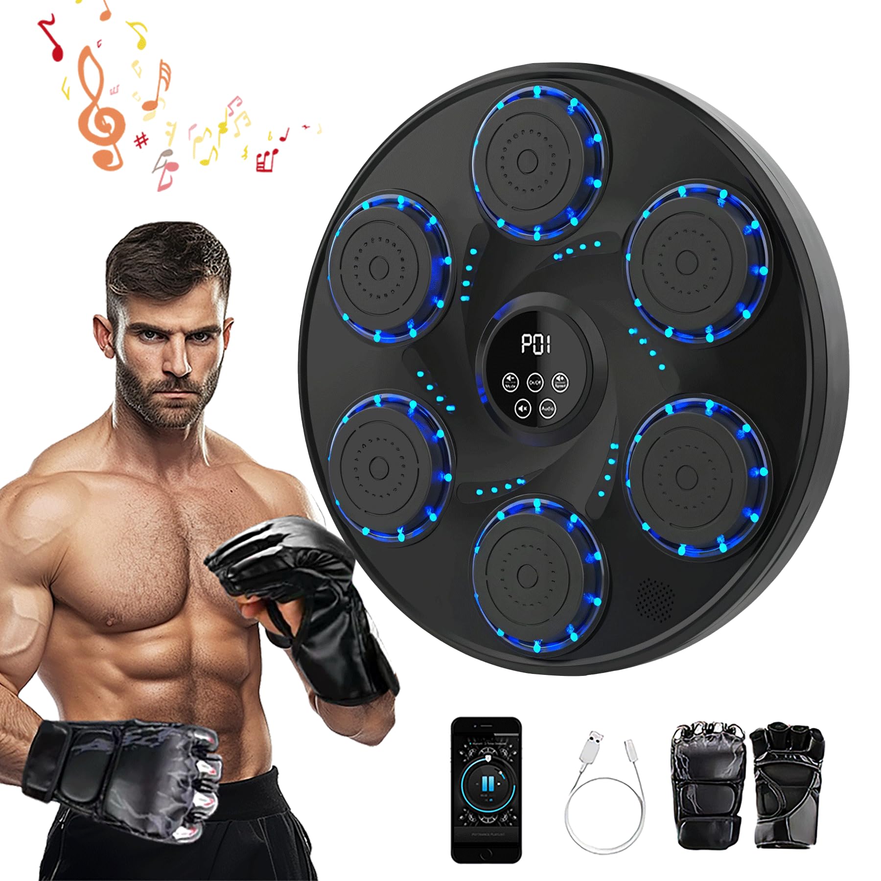 Electronic Music Boxing Machine for Adults & Kids - Large Interactive Punching Pad Trainer with Boxing Gloves, 9 Modes & 9 Speeds, Wall Mounted - Perfect for Home Gym, Fitness Training & Stress Relief