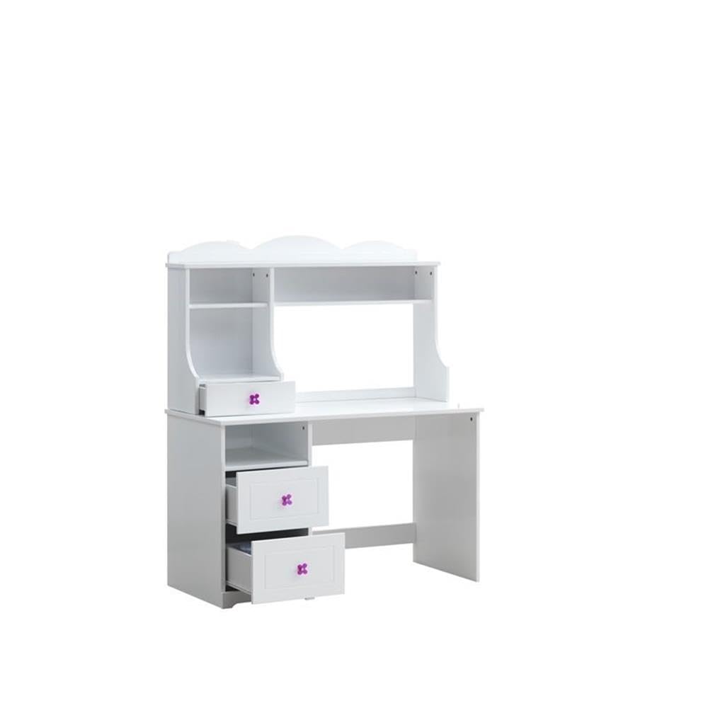 BOWERY HILL Modern White Contemporary Desk Table - Perfect for Home Office, Study Room & Workspace