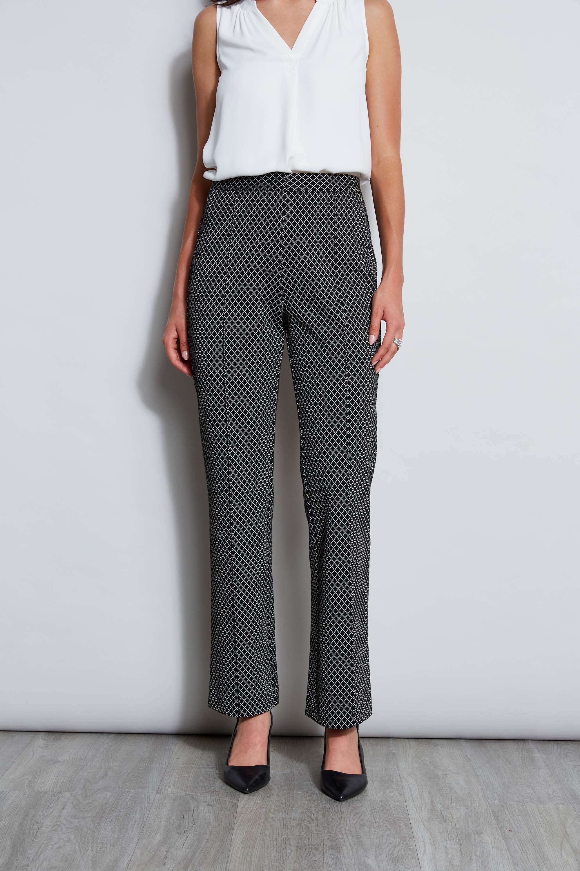 Tahari Deco Diamond Pants for Women - High Waist Stretch Skinny Dress Pants for Office, Work & Formal Occasions