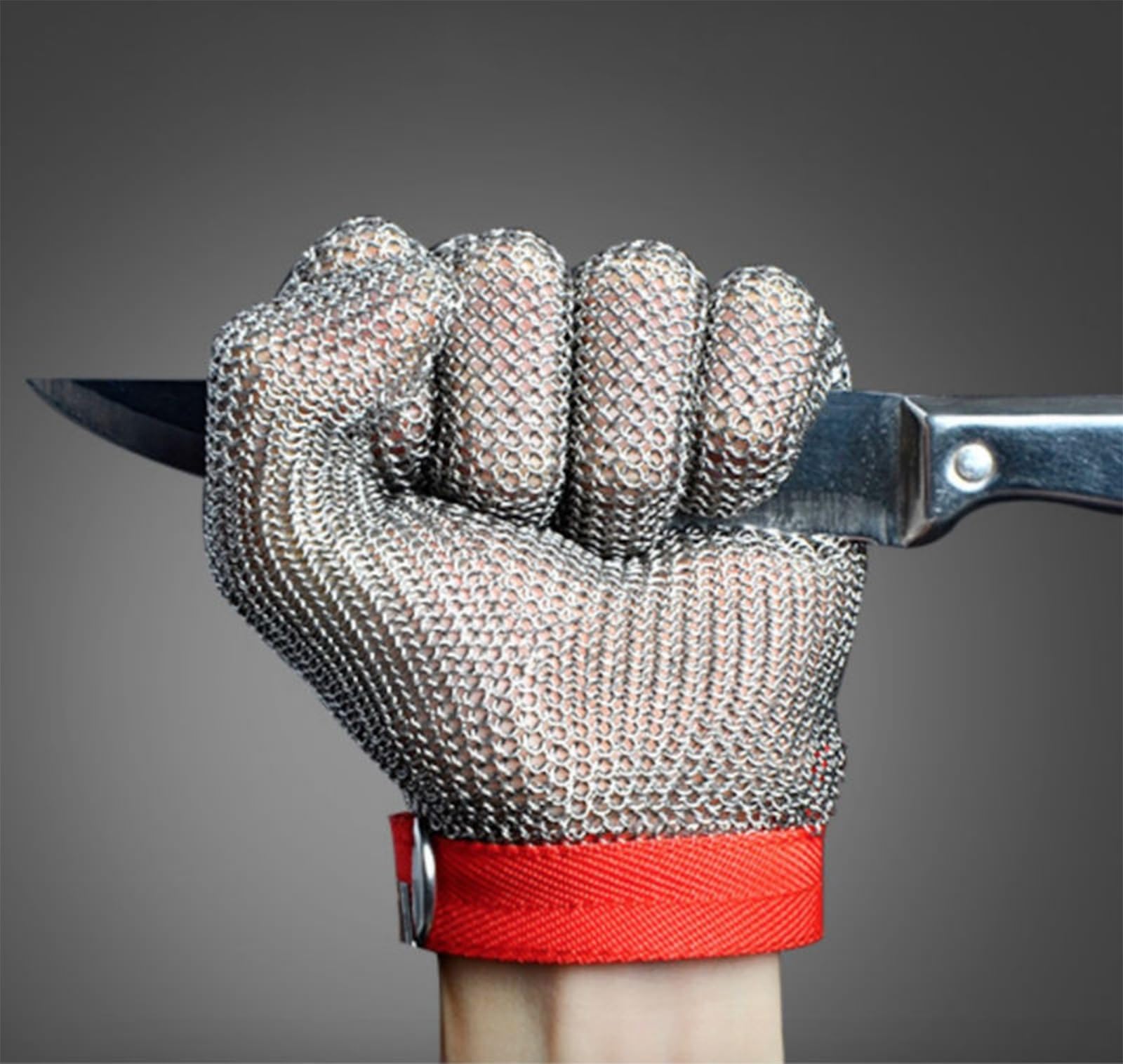 Stainless Steel Cut Resistant Gloves - 304 Stainless Steel Wire Work Gloves for Kitchen, Construction & Industrial Safety - Anti-Slash Protective Gloves for Butchers, Chefs & Handyman