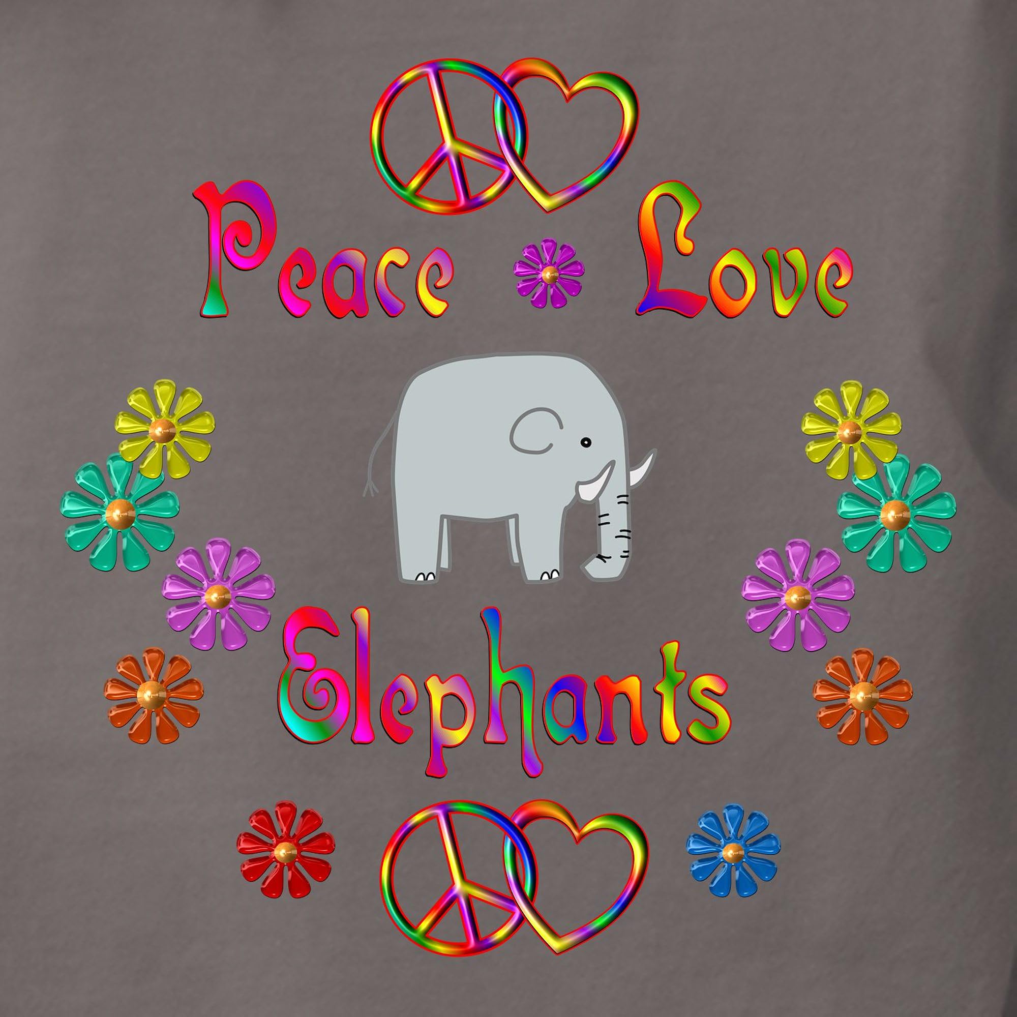 Peace Love Elephants Women's T-Shirt | Soft & Comfortable Cotton Tee | Perfect for Casual Wear, Gifts & Animal Lovers