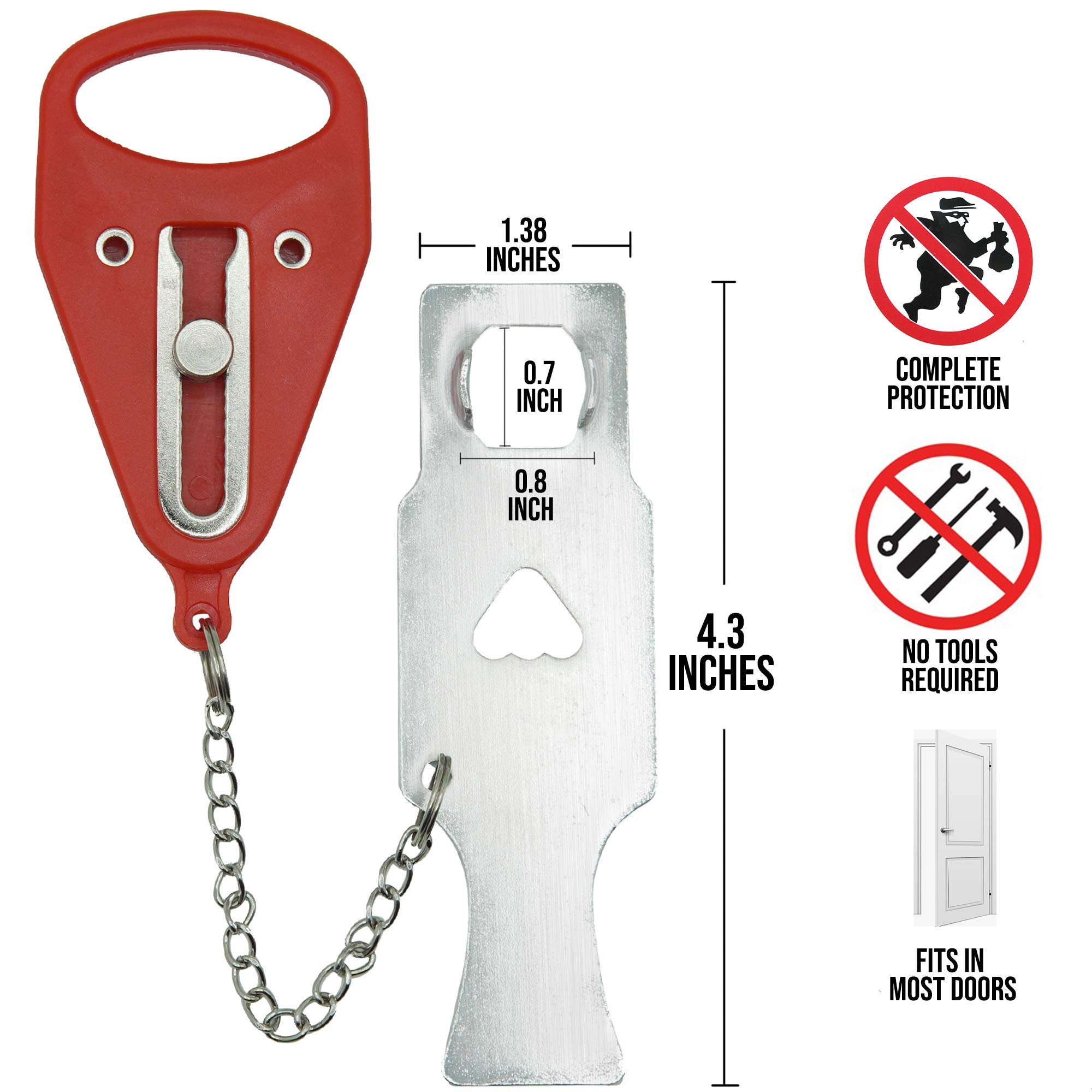 PrimeMart Portable Door Lock for Home Security - Travel Door Locker with Key for Extra Safety & Privacy | Ideal for Hotels, Apartments, Bedrooms, College Dorms & Airbnb Stays
