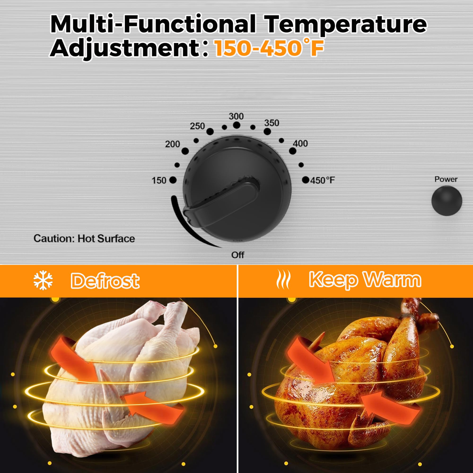 14 Quart Stainless Steel Roaster Oven with Self-Basting Lid, Turkey Defrost & Warm Function, Removable Roasting Rack, Adjustable Temperature for Slow Cooking, Perfect for Holiday Meals, Family Gatherings, and Large Batch Cooking
