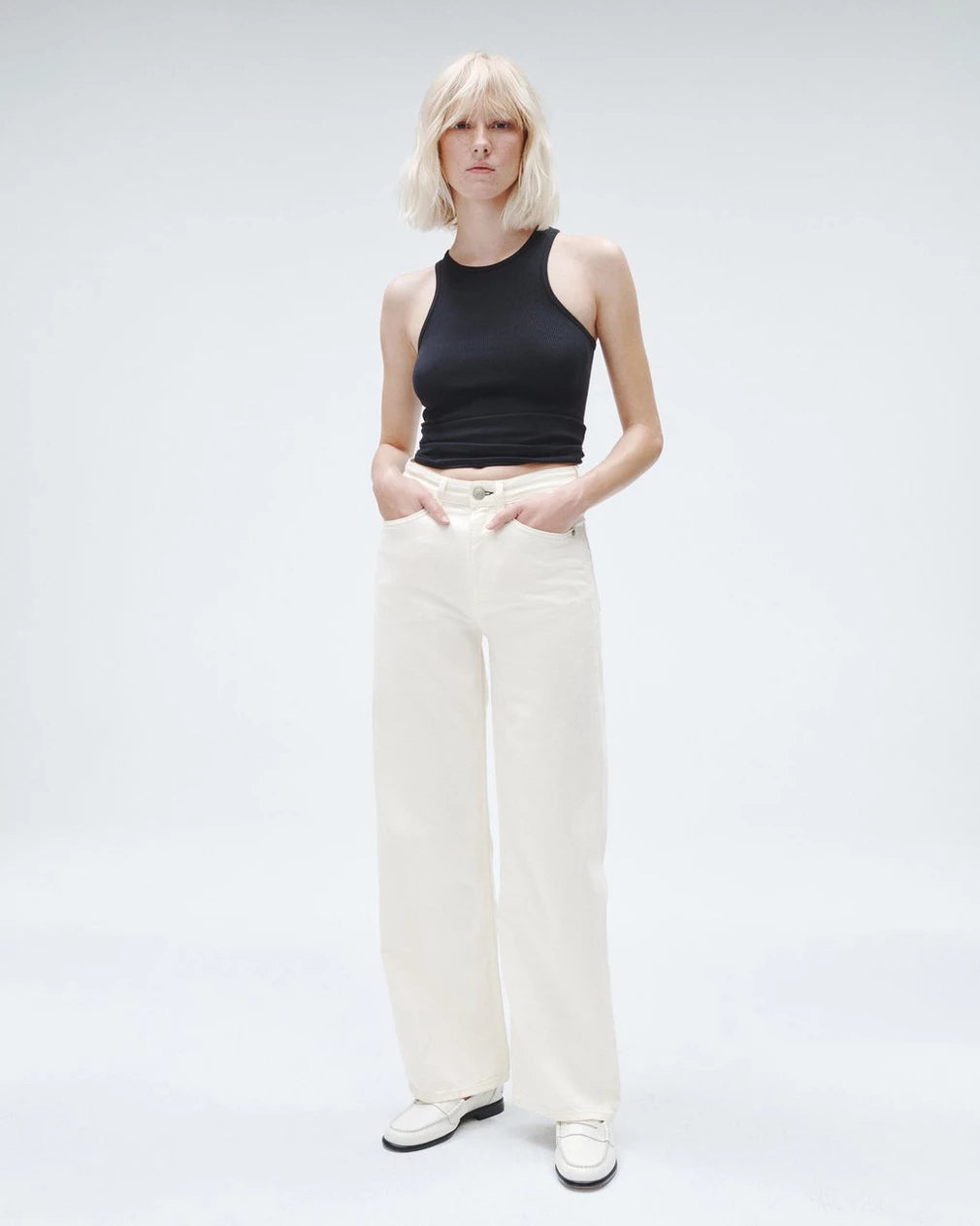 Featherweight Logan Wide Leg Pants in Ecru - Comfortable & Stylish for Casual Wear & Office Outfits