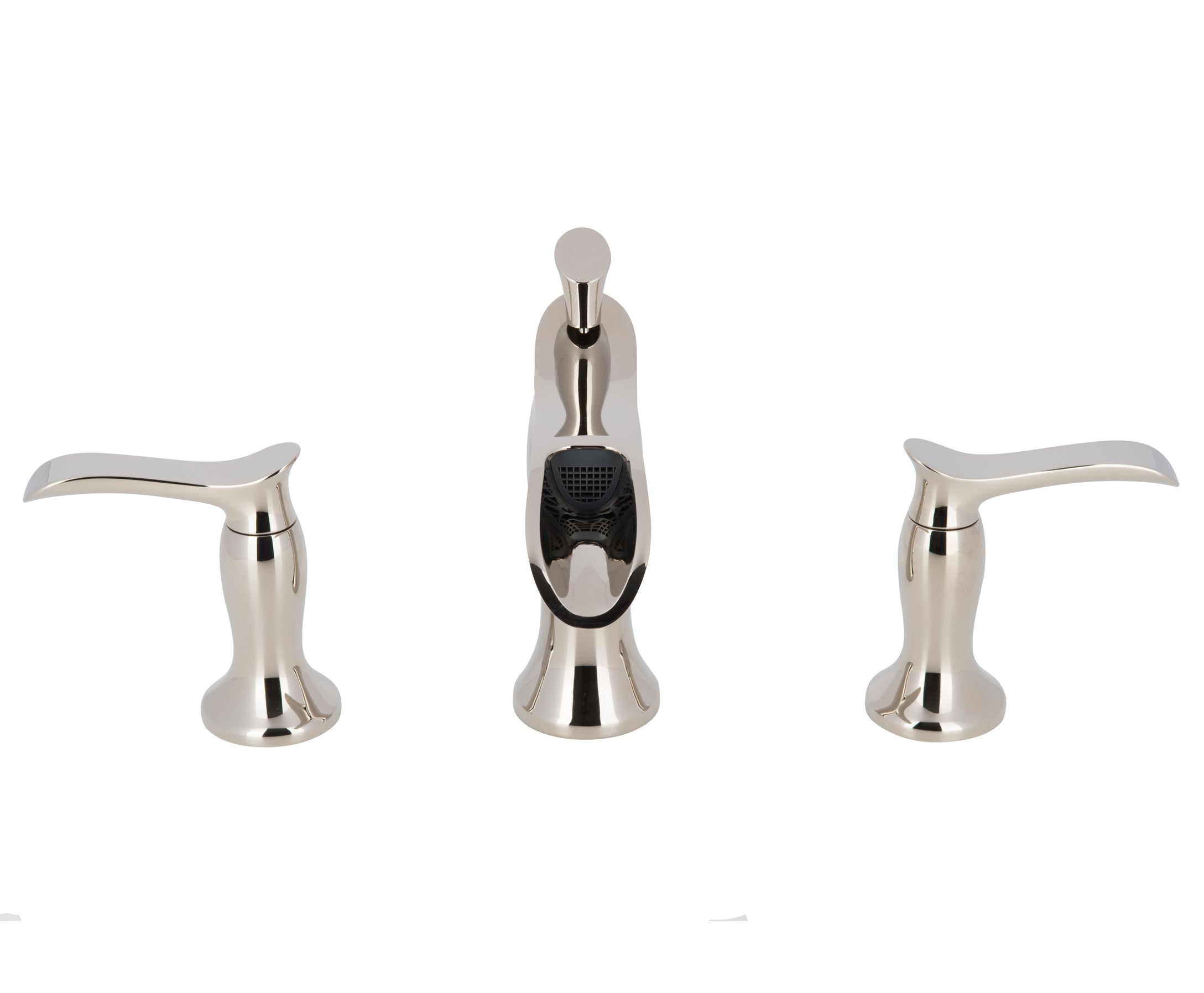 Eleganzia Series Widespread Polished Nickel Bathroom Faucet - Modern Waterfall Bathroom Sink Faucet for Vanity, Powder Room & Guest Bath | High Arc Spout, Durable Finish
