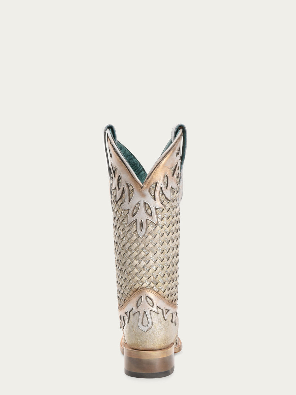 Women's White Glitter Woven Overlay Square Toe Cowboy Boots - Stylish Western Fashion for Parties, Rodeos & Country Events