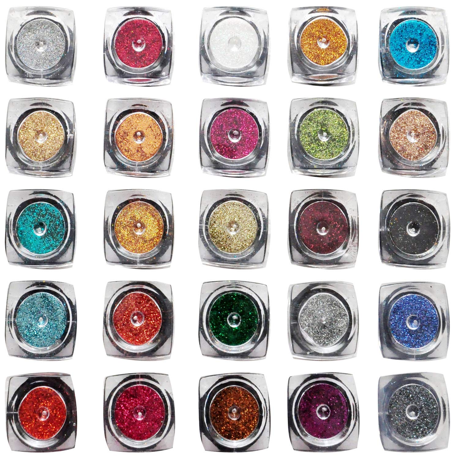 Vozwa 25-Piece Multicolor Loose Powder Eyeshadow Set with Shimmery Glitter Finish - Perfect for Party, Halloween, and Evening Makeup Looks