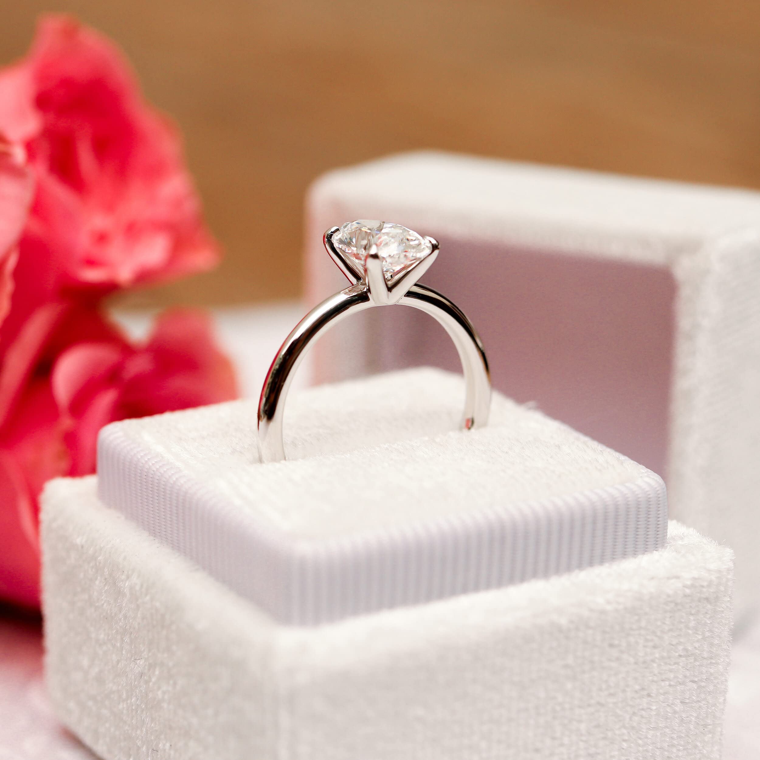3.00Ct Oval Cut Diamond Engagement Ring for Women - 14K White Gold Solitaire Wedding Band, DEF/VVS Quality - Perfect Proposal Gift & Anniversary Present for Her