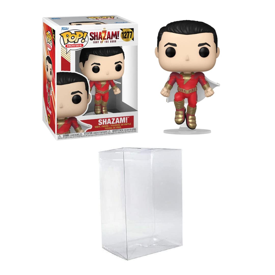 Byron's Attic - Funko Pop! Movies: Shazam! Fury of The Gods - Shazam Figure with Pop Protector Case - Collectible Action Figure for Movie Fans & DC Comics Collectors - Perfect for Display, Gifts, and Home Decor
