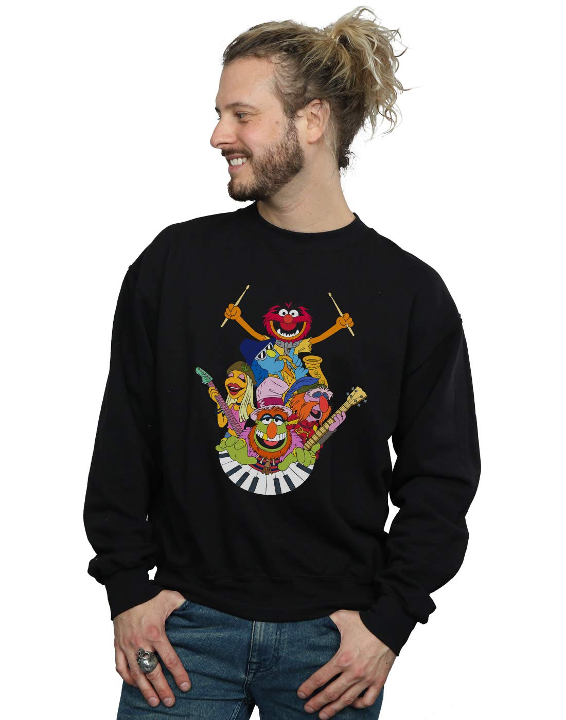 Disney The Muppets Dr Teeth and The Electric Mayhem Men's Black Sweatshirt - XXXXX-Large | Vintage Band Tee for Music Fans, Casual Wear & Disney Collectors