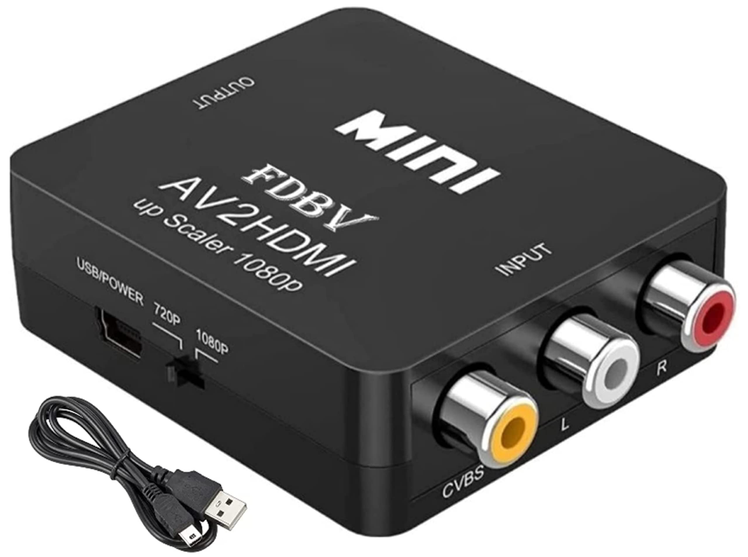 RCA to HDMI Converter 1080P - AV Adapter for TV, PC, PS3, Xbox - Home Theater Setup