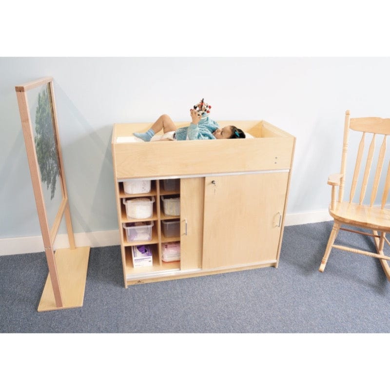 Whitney Brothers EZ Clean Birch Baby Changing Table with 6 Storage Trays - Perfect for Nursery, Daycare & Home Organization