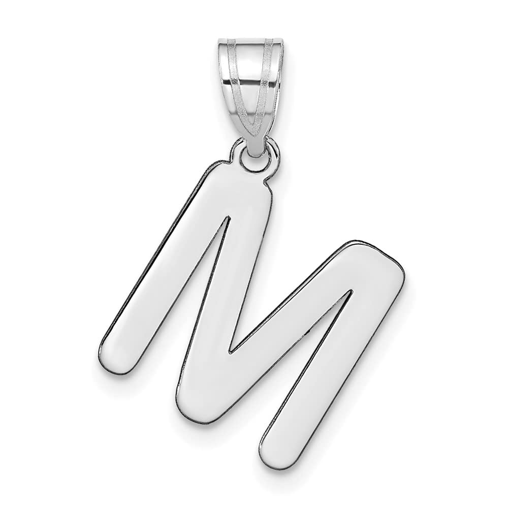 14K White Gold Polished Bubble Letter M Initial Pendant Necklace - Elegant Personalized Jewelry Gift for Women, Perfect for Birthdays, Anniversaries & Special Occasions