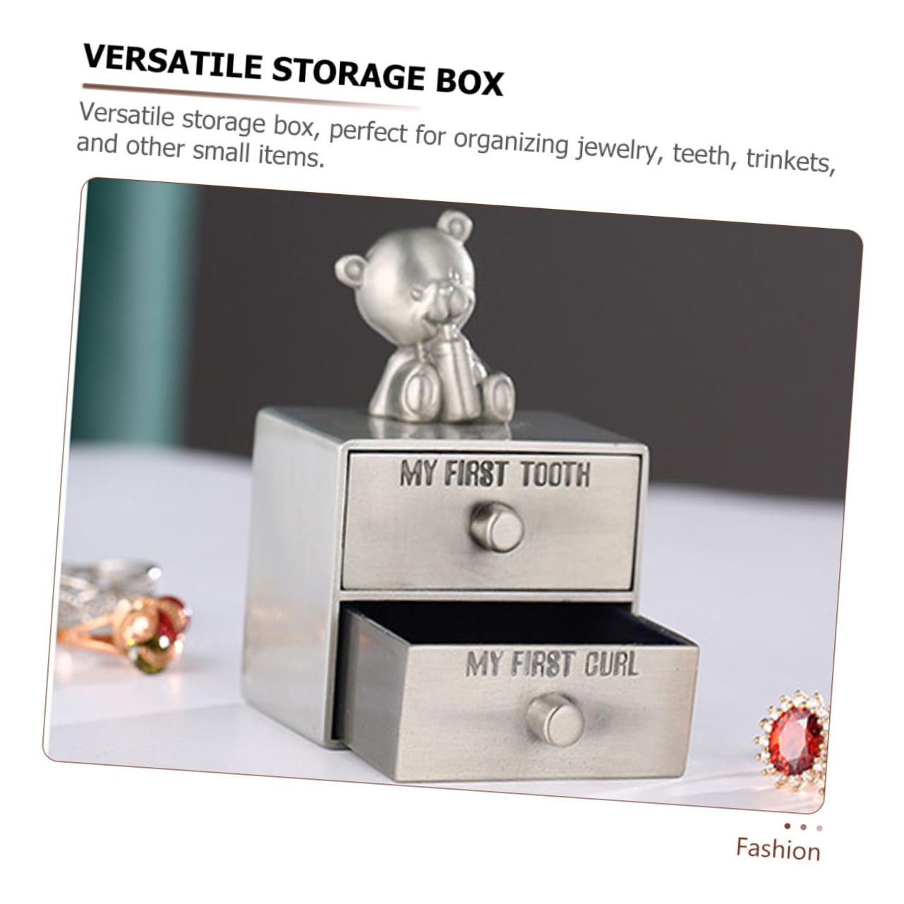 VICASKY Metal Tooth Keepsake Box - Small Decorative Jewelry Storage Container for Baby Teeth, Boys & Girls - Perfect for First Tooth Keepsake, Memory Box & Gift Idea